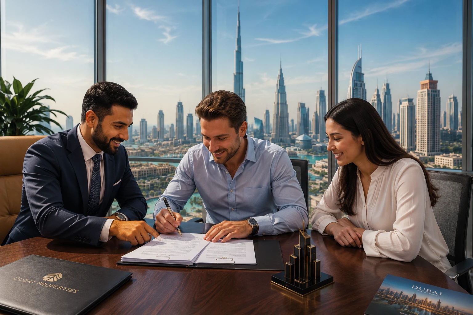 Investor signing Dubai real estate contract 