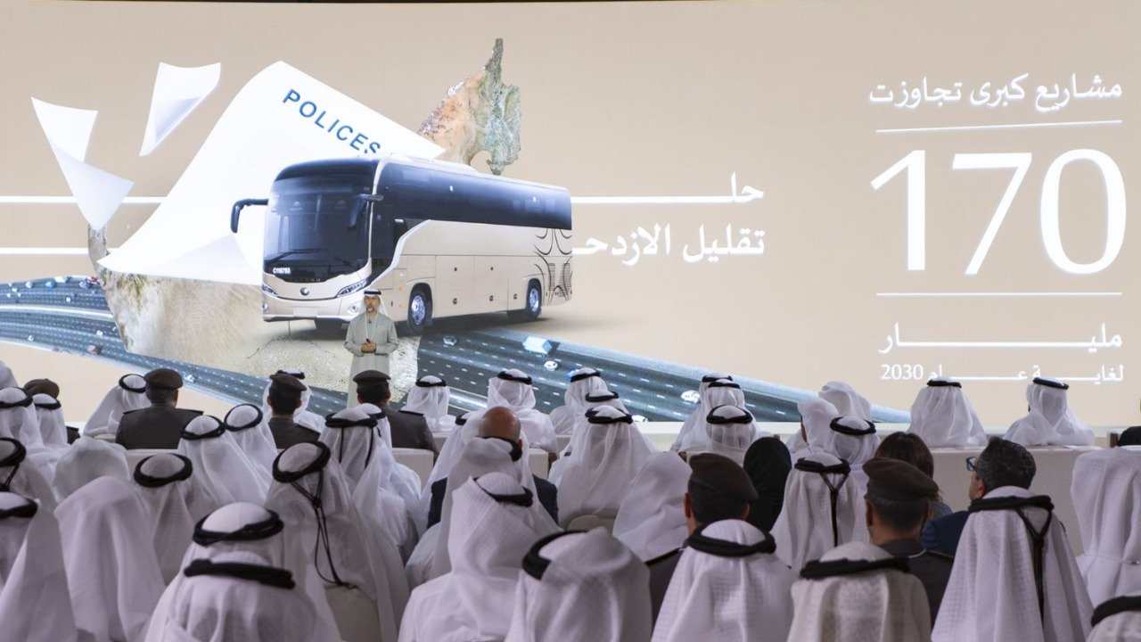 Aerial view of the planned Fourth National Highway UAE illustrating the 12-lane design